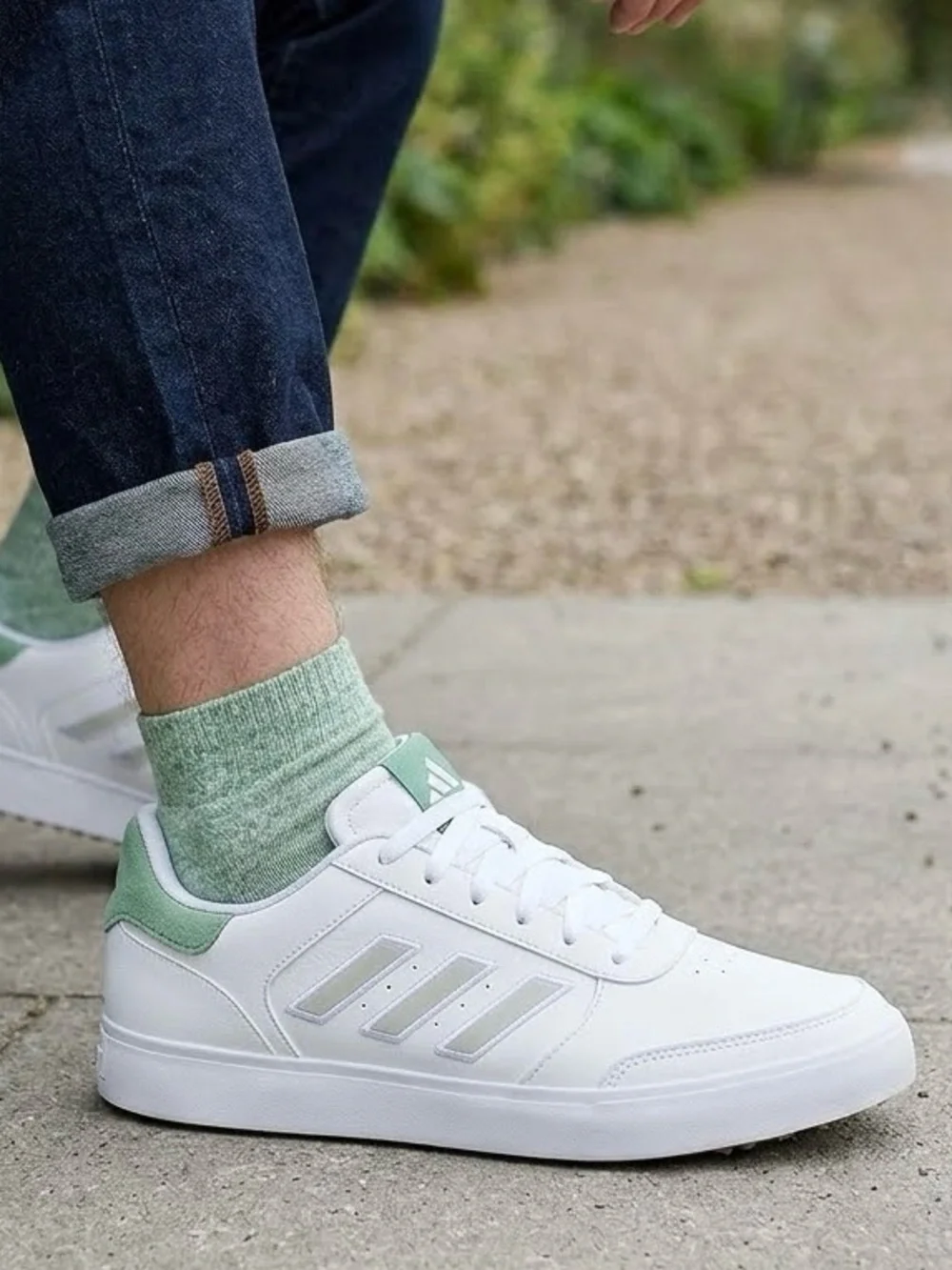 Adidas Retrocross 24 Spikeless Court-Inspired Golf Shoes‎ White/Green Size 7